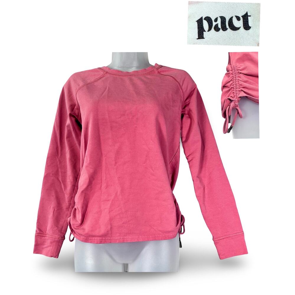Pact Pink/coral  Ruched-Side Long Sleeve Top